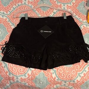 Black Fringe Women Shorts